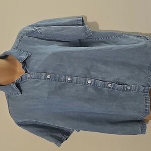 Light Blue Short-Sleeve Denim Shirt M